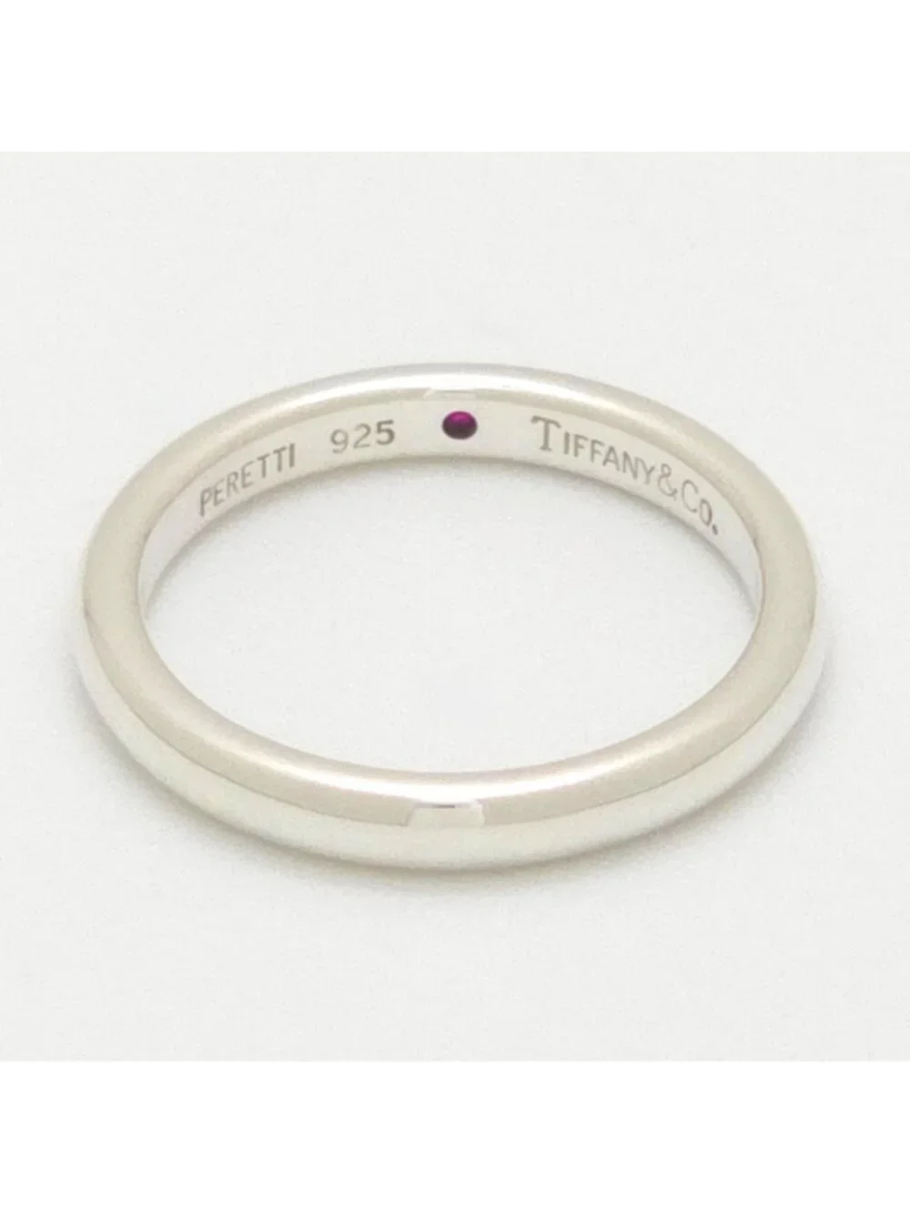 Tiffany & Co Stacking Band Ring Ruby Sterling Silver Elsa Peretti